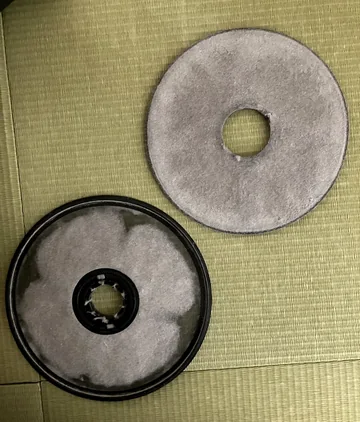 取り外して並べた使用後のNH-D503フィルター