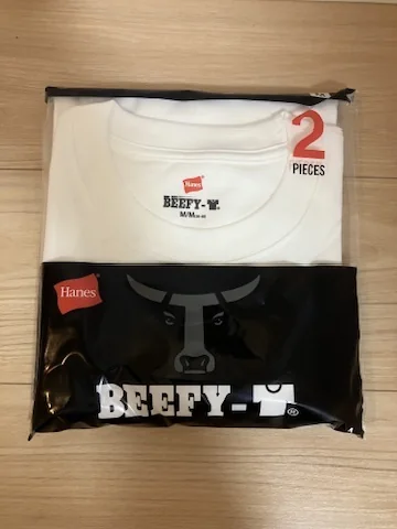 Hanes BEEFY-T白Mサイズ2枚組のパッケージ